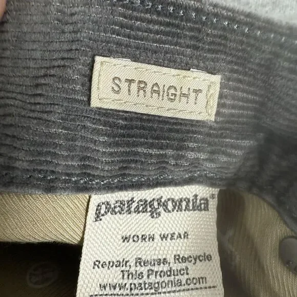 Patagonia‎ Corduroy Pants Men's 32x30 Gray Straight Fit Ironclad Worn Wear
